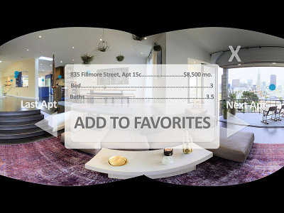 VR Apt. Tour- Day 16 Pop Up daily daily 100 challenge daily ui dailyui dailyuichallenge design microinteraction overlay popup real estate realestate tour ui virtual reality virtualreality vr xd xd design