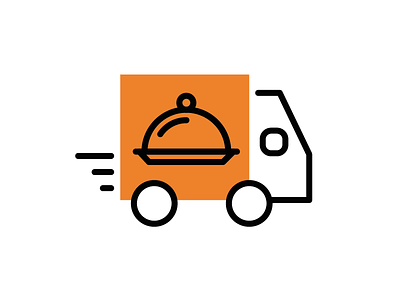 Truck branding delivery delivery truck fast food graphic icon line orange truck