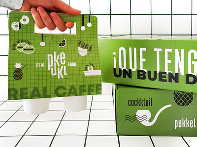 Pukkel take away + coffee packaging graphic design illustration packaging