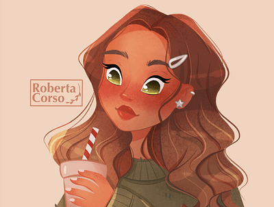 Latte Girl art artist artwork character design character illustration design digital art digital painting drawing drawn illustration portrait art portrait illustration procreate procreate illustration