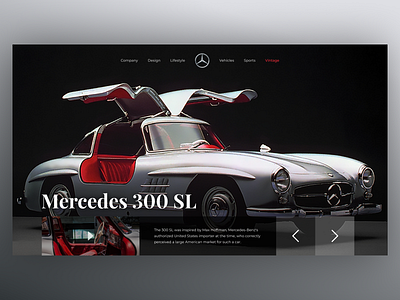 Mercedes 300 SL interface interfacedesign landing page design landingpage mercedes mercedes benz ui uidesign uiux ux uxdesign web webdesign website website concept website design