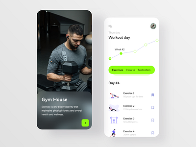 Fitness App android app app design exercise gym health interface ios minimal mobileapp product training ui ux workout