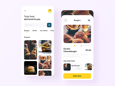 Food Delivery App Design app burger delivery design food foodapp fooddelivery mobile mobile design mobile ui mobileapp ui