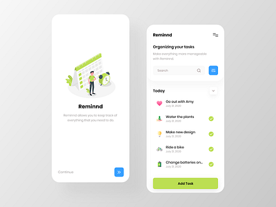 Reminnd App app design design minimal minimalism minimalistic mobile mobile app product app remind reminder reminder app simple ui ux