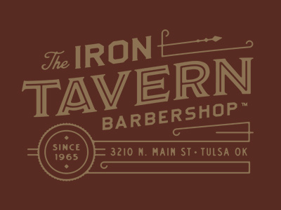 Iron Tavern barbershop branding iron logo tavern vintage