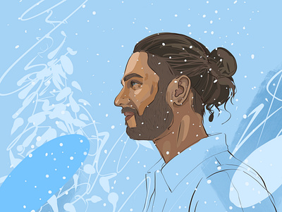 Portrait of Gene beard bearded man blue character design drawing freehand freehand drawing hair illustration man person portrait poster procreate sketch snow snowflake