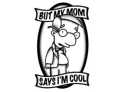 Milhouse: But My Mom Says I'm Cool animation art print bookmark bookmarks design digital art digital illustration disney disney art film illustration milhouse print prints procreate procreate app simpsons tattoo design tv