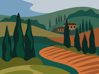 Postcard from Tuscany adobe illustrator design graphic illustration italy landscape tuscany vector vector illustration