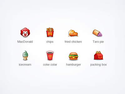 32px MacDonald－1 32px box chicken chips cokecolarhamburgerpacking icecream icons pie small