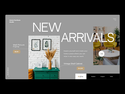 Home Furniture Studio eCommerce Header Concept design ecommerce furniture graphic design header header design interior layout minimal modern portfolio typography ui web design website website slider whitespace