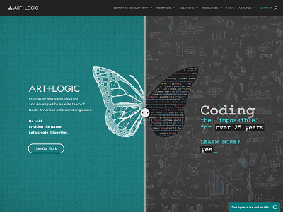 Art+Logic website design butterfly chalkboard custom software development graph paper slider website design website design company
