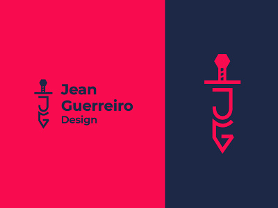 Jean Guerreiro | Personal Logo branding design flat letters logo minimal sword warrior