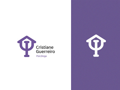 Cristiane Guerreiro Psicóloga branding care design flat home house icon letters logo minimal psychology vector