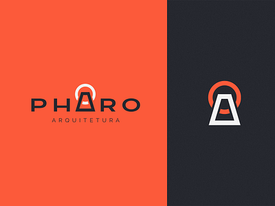 Pharo Arquitetura architecture branding design flat lighthouse logo orange