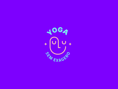 Yoga Sem exagero brand branding design flat happy icon logo logotype mark minimal pilates purple smile smiley face vector yoga