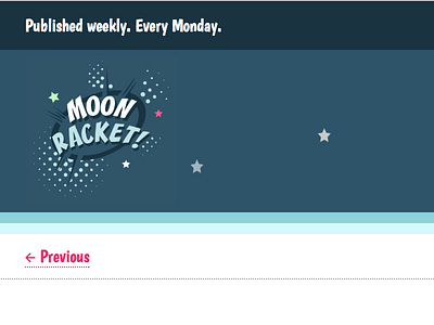 Moon Racket! Website Colour Tweaks comics logo moon racket tweak web design