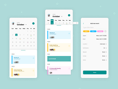 Calendar App app calendar design exploration mobile schedule task ui ux