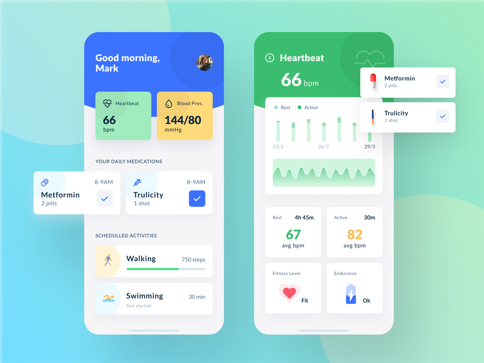 Medical App Freebies! by Sub1 on Dribbble