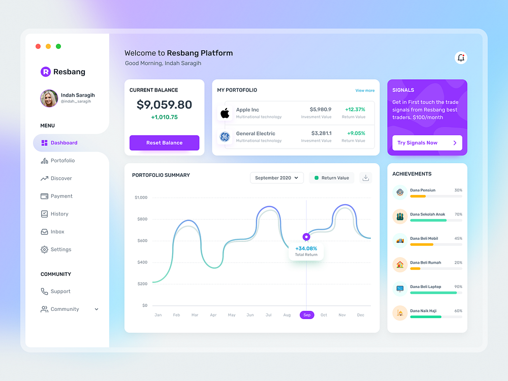 Investment Dashboard 🤑 by Sub1 on Dribbble