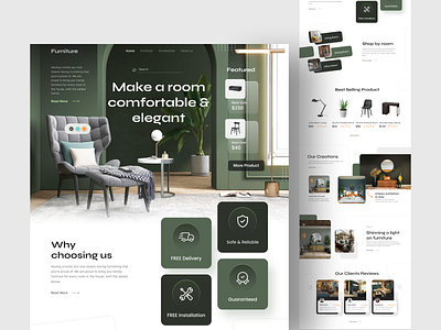 Furniture Web Design - Exploration business chair clean design dribbble elegant furniture graphic design green lamp modern table ui uidesign web webdesign