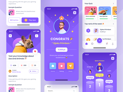 Quiz Mobile App UI design dribbble easier fun learn mobile app purple quiz ui uidesign vector