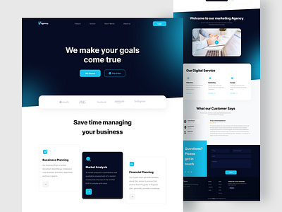 Agency Landing Page UI black blue company design dribbble illustration landing landingpage mobile app profesional ui uidesign ux