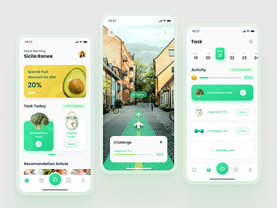 Diet Program Mobile UI design diet dribbble fruit green healthy mobile app run target ui uidesign ux vegetable