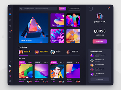 NFT Auction Dashboard UI art black dark dashboard design dribbble fun nft product ui uidesign