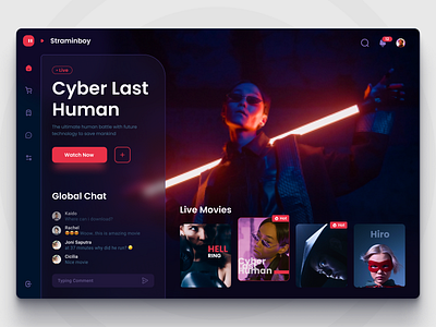 Movie Dashboard UI black cyber cyberpunk dark dashboard design dribbble game gaming red stream ui uidesign