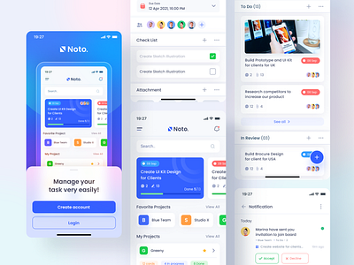 Noto Task Management Mobile UI blue chart clean design dribbble mobile app task ui ui clean uidesign ux