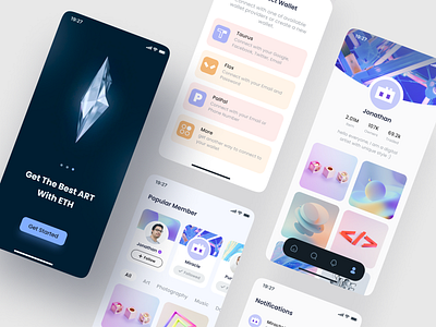 NFT Marketplace Mobile App UI design diamond dribbble light member mobile app nft ui uidesign