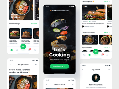 Food Recipe Mobile UI beef burger cake design dribbble food foody kitchen mie mobile app sandwich ui uidesign