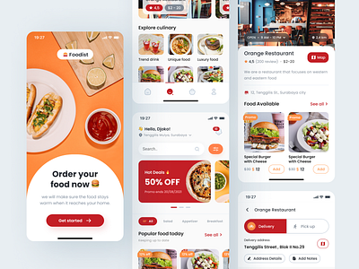 Food Delivery Mobile UI burger cheese culinary delivery design dribbble food mobile app orange salad ui uidesign