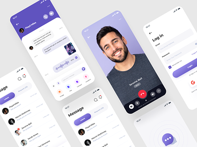 Chat Mobile App blue call chat design dribbble message mobile app purple telephon telephone ui uidesign
