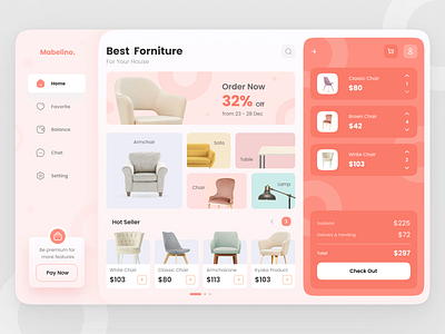 Mabelino - Dashboard UI clean dashboard design dribbble funny furniture orange ui uidesign ux