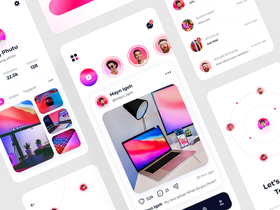 Social Mobile App amazing colorfull design dribbble funny mobile app pink social media ui uidesign