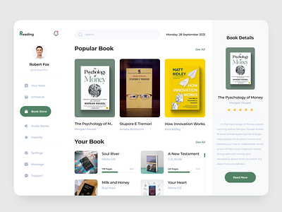 Reading Platform Dashboard book dashboard design dribbble green library mirror read ui uidesign