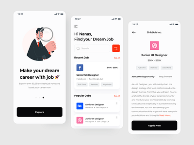 Job Finder Mobile App design dribbble finder job mobile app ui uidesign work