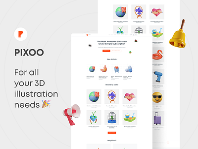 PIXOO - Landing Page 3d design dribbble landing page pixoo ui uidesign