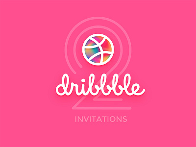 2 Dribbble Invites illustrator invitation invite invites pink two typography