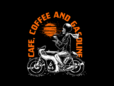 Cafe, Coffee and Gasoline (it's already there) digital drawing digital illustration drawing illustration screen printing tees