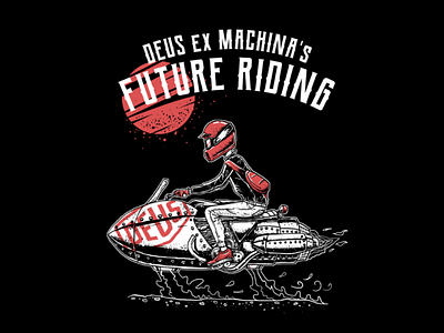 Deus Quarantee design #2 artwork design designforsale deus drawing future illustration motor retro rider riding tee teedesign teeillustration