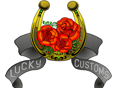 Lucky Horseshoe Customs design illustration logo