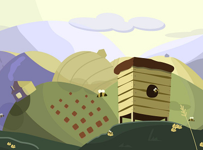 Apiary design illustration land scape