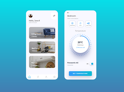 Home monitoring Dashboard app dailyui dailyuichallenge homemonitoring mobile ui temperature ui
