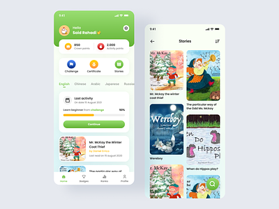 Redesign Duolingo mobile apps app book books concept course e learning exploration illustration kids language learn learning mobile product redesign story ui uidesign uiux ux