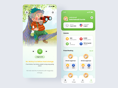 Redesign duolingo rebound app book books concept course e learning exploration illustration kids language learn learning mobile product redesign story ui uidesign uiux ux