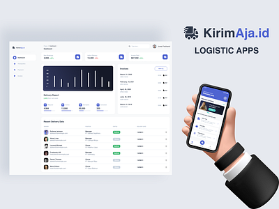 KirimAja.id - Logistic apps admin administration app cargo deliver delivery illustration interface logistic logistics company mobile order product track tracking transport ui uiux ux website