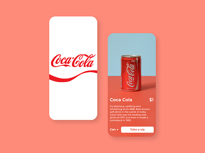 Coca Cola App UI app app design coke coke app ui colors design ecommerce ios ios app design mobile app mobile app design ordering app red soft drink ui ui ux ui ux design uiuxdesign uiuxdesigner ux