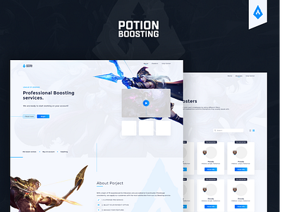 Potion Boosting / (UI/UX concept) adobe xd blue design elegant league of legends logo minimal ui ux vector web web design website white